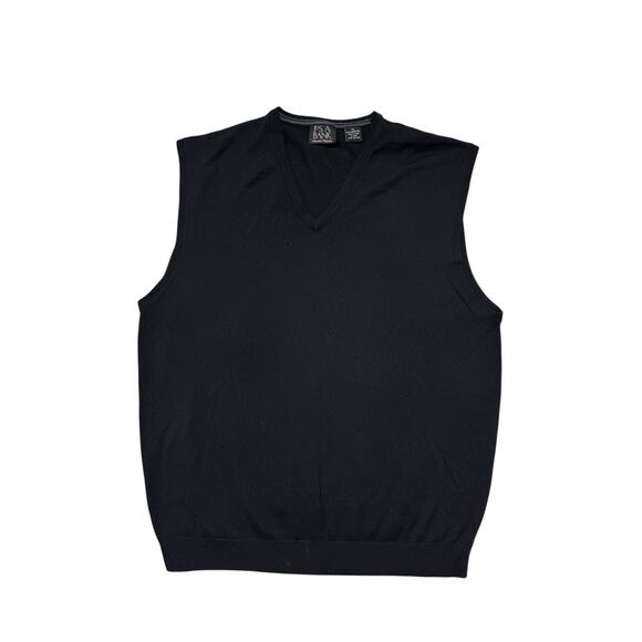 JOS A BANK 100% Merino Wool Sweater Vest in Black Size XL Mens V-neck Work - Picture 1 of 5